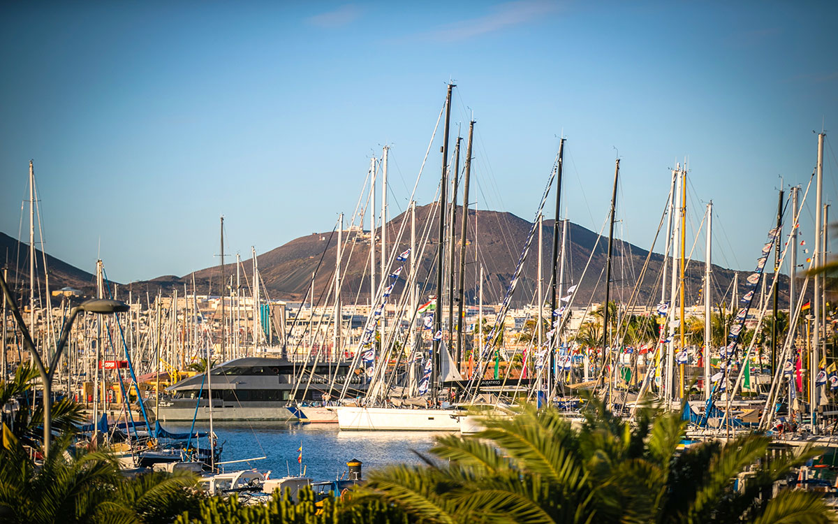Boats in Las Palmas before setting off across the Atlantic