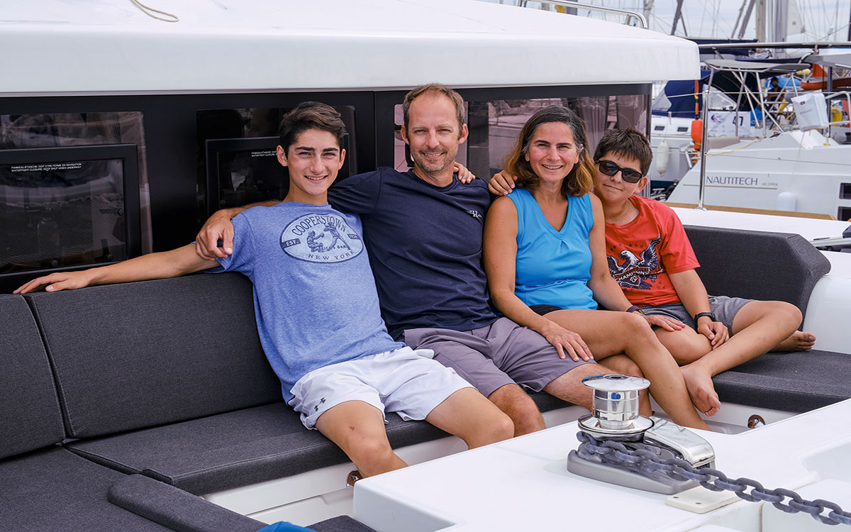 The D’Avena family aboard their boat before their Atlantic crossing