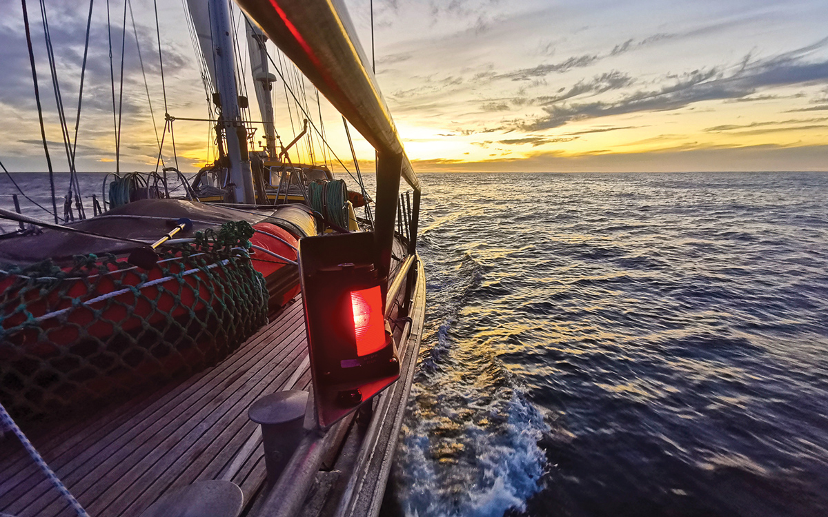sailing-antarctica-nick-moloney-Ocean-Tramp-ketch-foredeck-falklands-approach