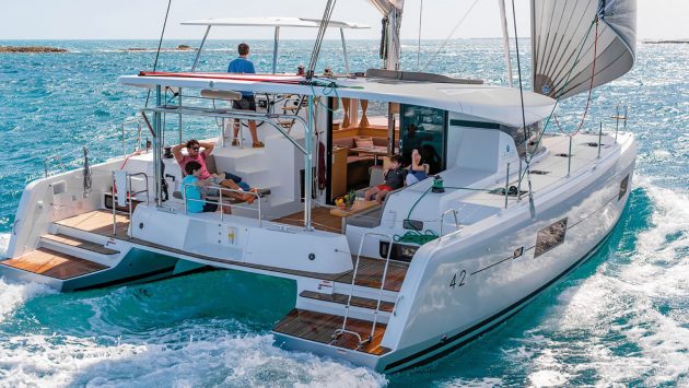 Shared ownership catamaran at sea