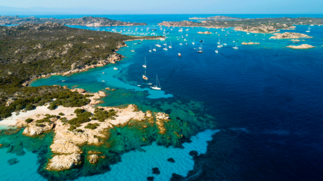 Aerial view of gorgeously sunny islands