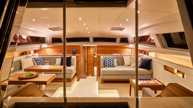 The 76’s chart table was sacrificed in favour of a drinks and seating area to starboard