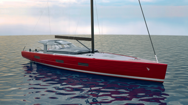 Long, sleek hull of the Pegasus 67 is designed to be easily handled by a sailing couple even in challenging weather.